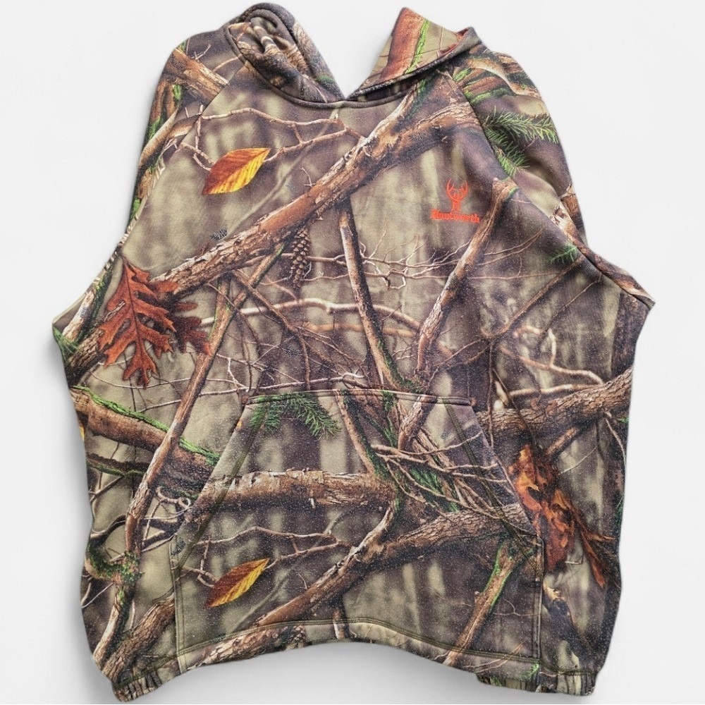 Huntworth‎ Oak Tree Camo Fleece Hoodie Pullover Men's 2XL Hunting Hunting Rustic